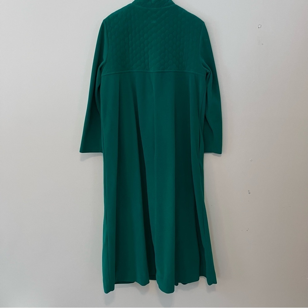 VTG 70s LISANNE Kelly Green Loungewear 3/4 Zip Velour Robe Sz. L Quilted Top - Picture 9 of 9